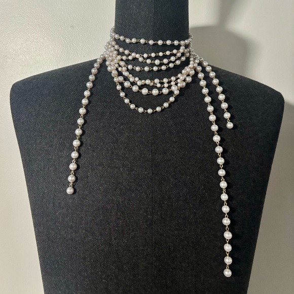 Anthropologie Multi-Layered Faux Pearl Necklace - Picture 2 of 2